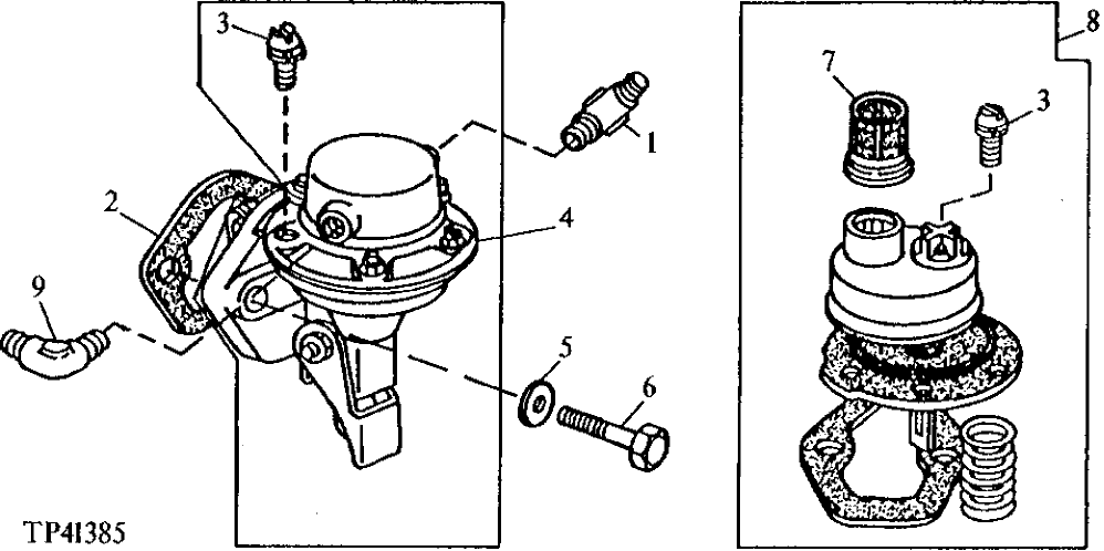 Схема запчастей John Deere 90 - 1 - FUEL TRANSFER PUMP 421 - ENGINE 4