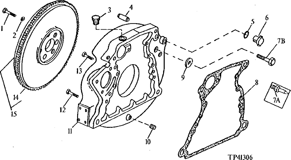 Схема запчастей John Deere 90 - 1 - FLYWHEEL AND FLYWHEEL HOUSING 433 - ENGINE 4