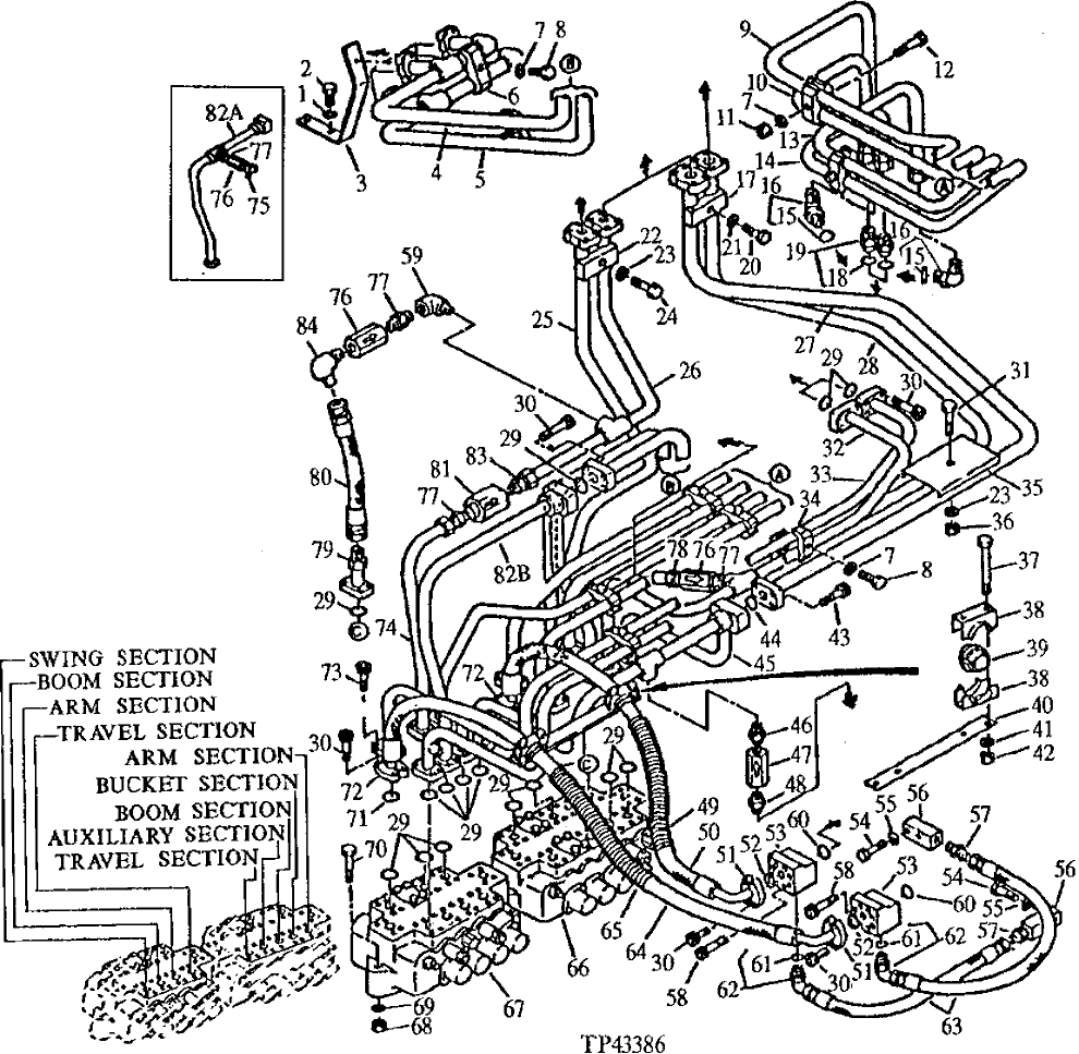 Схема запчастей John Deere 90 - 32 - MAIN PIPINGS 2160 - MAIN HYDRAULIC SYSTEM 21