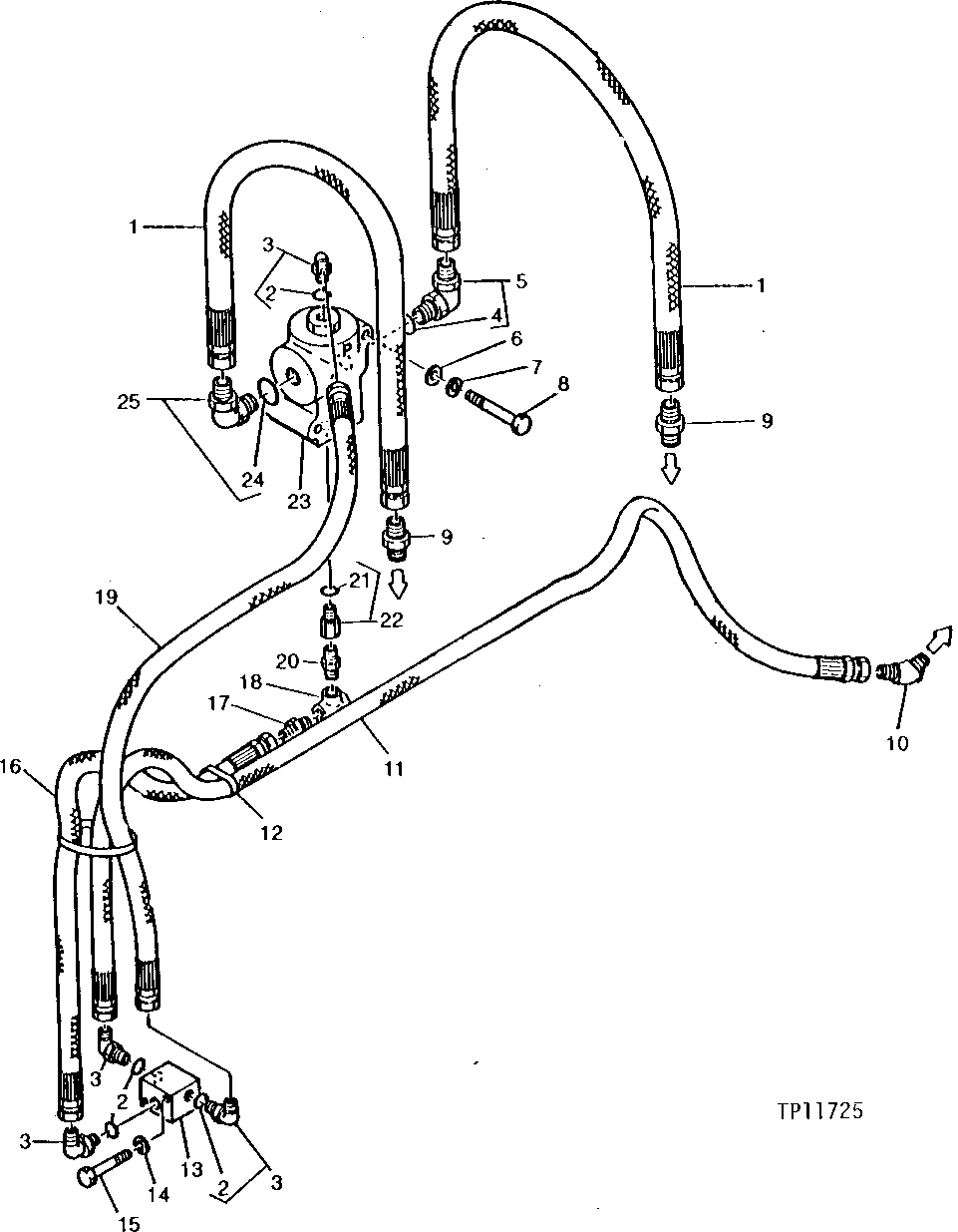 Схема запчастей John Deere 90 - 40 - FLOW COMBINER VALVE AND PLUMBING 2160 - MAIN HYDRAULIC SYSTEM 21