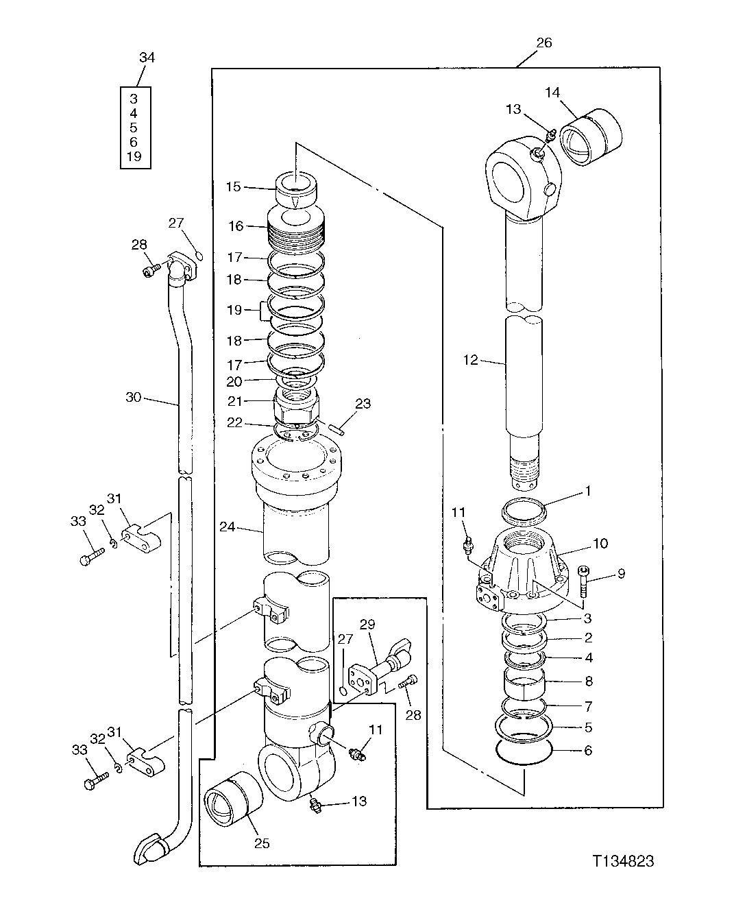 Схема запчастей John Deere 90 - 20 - BUCKET CYLINDER (792) 3360 - EXCAVATOR 33