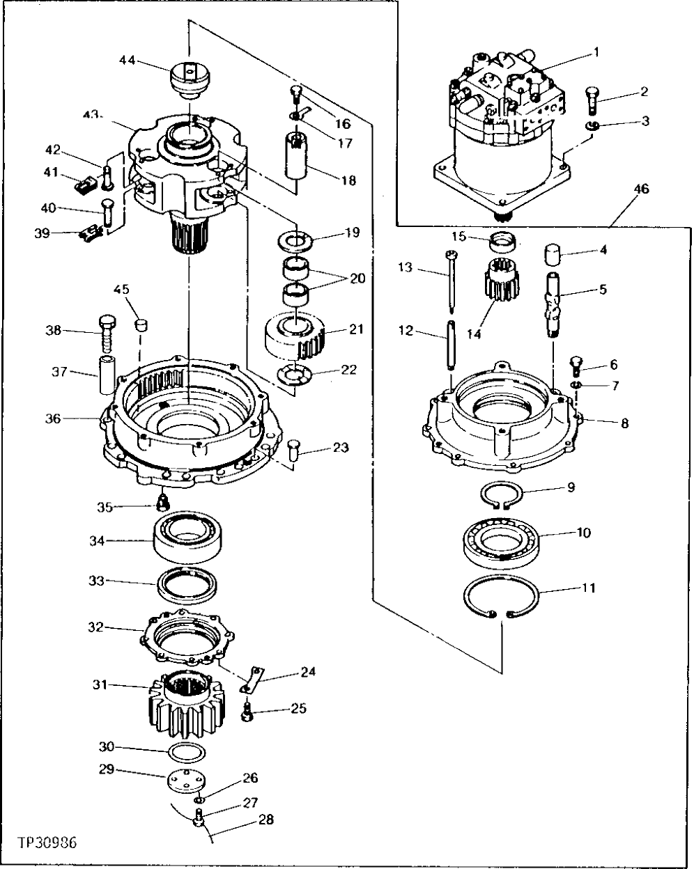 Схема запчастей John Deere 90 - 2 - SWING DRIVE (792) 4360 - SWING, ROTATION OR PIVOTING SYSTEM 43