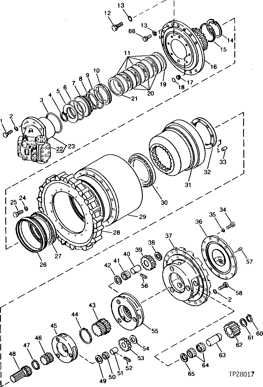 Схема запчастей John Deere 90 - 36 - PROPEL MOTOR, BRAKE AND FINAL DRIVE 130 - TRACKS 1