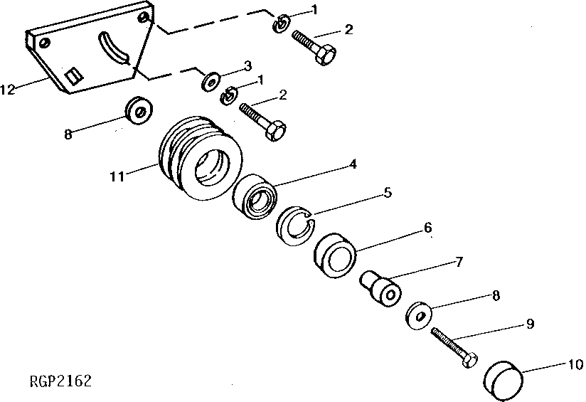Схема запчастей John Deere 90 - 3 - FAN BELT TIGHTENER AND IDLER PULLEY 429 - ENGINE 4