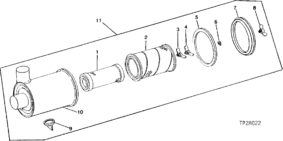 Схема запчастей John Deere 90 - 2 - AIR CLEANER COMPONENTS 520 - ENGINE AUXILIARY SYSTEMS 5