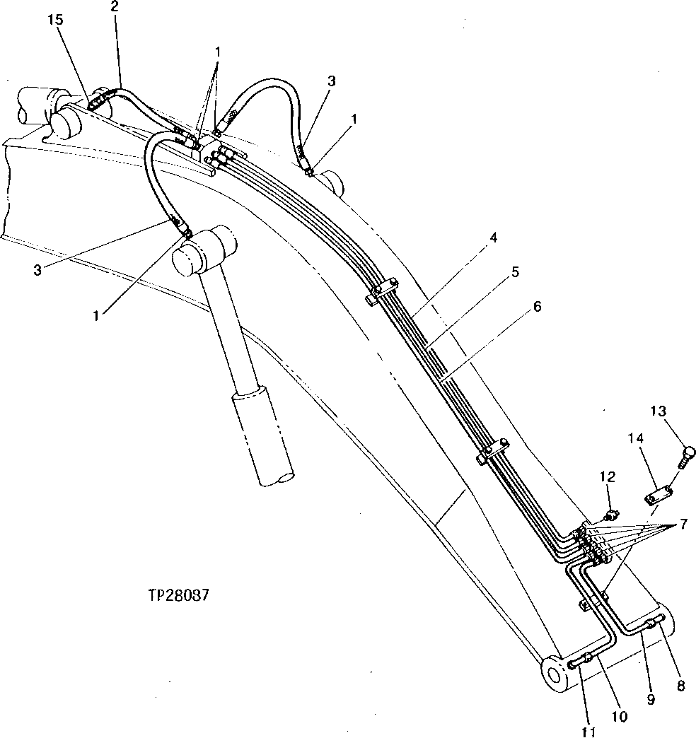 Схема запчастей John Deere 90 - 2 - CENTRAL LUBE LINES BOOM AND ARM 1370 - MISCELLANEOUS VEHICLE 13