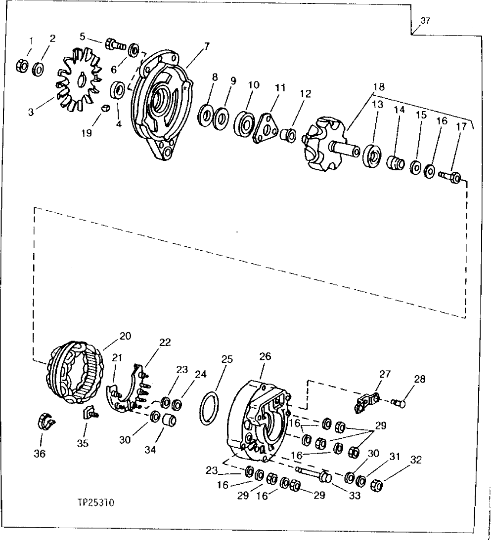 Схема запчастей John Deere 90 - 6 - REPLACEMENT ALTERNATOR, 42-AMP 1672 - ELECTRICAL SYSTEMS 16