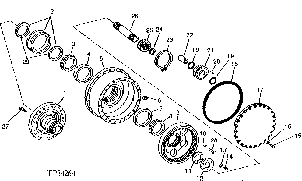 Схема запчастей John Deere 90C - 4 - PLANETARY DRIVE 250 - AXLES AND SUSPENSION SYSTEMS 2