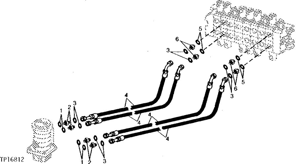 Схема запчастей John Deere 90C - 11 - CONTROL VALVE TO ROTARY MANIFOLD HOSES AND FITTINGS 260 - AXLES AND SUSPENSION SYSTEMS 2