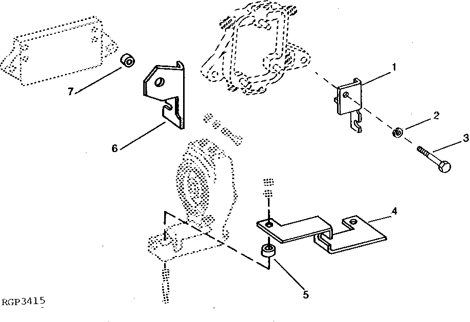 Схема запчастей John Deere 90C - 5 - FUEL SHUT-OFF AND SPEED CONTROL BRACKET 413 - ENGINE 4