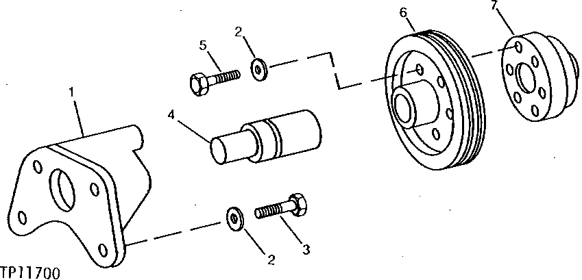 Схема запчастей John Deere 90C - 1 - FAN DRIVE PULLEY AND SUPPORT 429 - ENGINE 4
