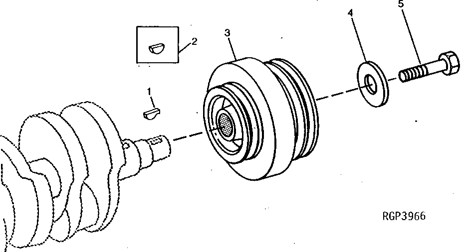 Схема запчастей John Deere 90C - 3 - CRANKSHAFT PULLEY AND DAMPER 429 - ENGINE 4