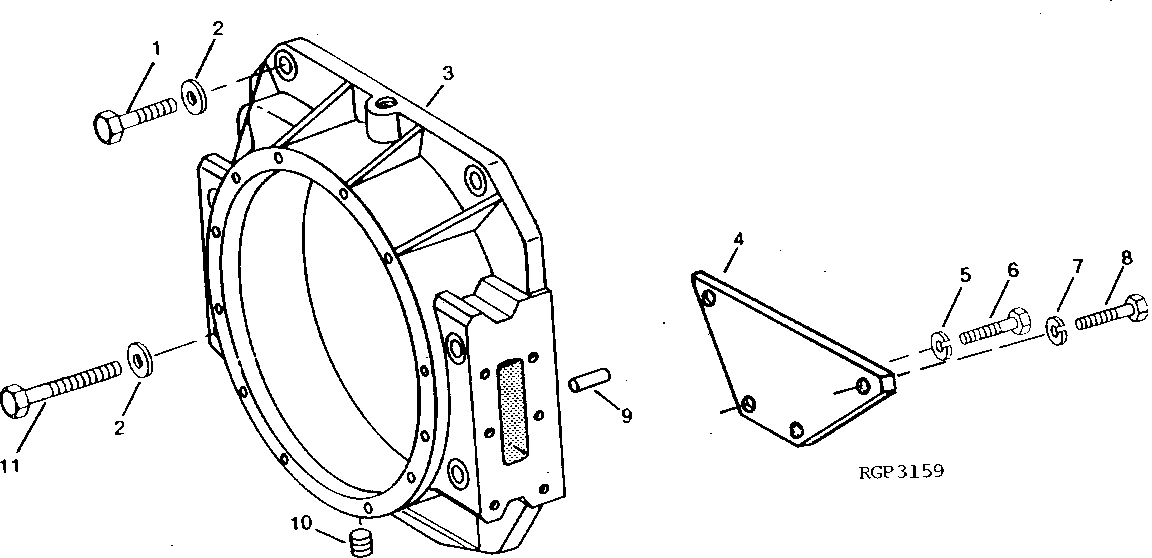 Схема запчастей John Deere 90C - 4 - FLYWHEEL HOUSING 433 - ENGINE 4
