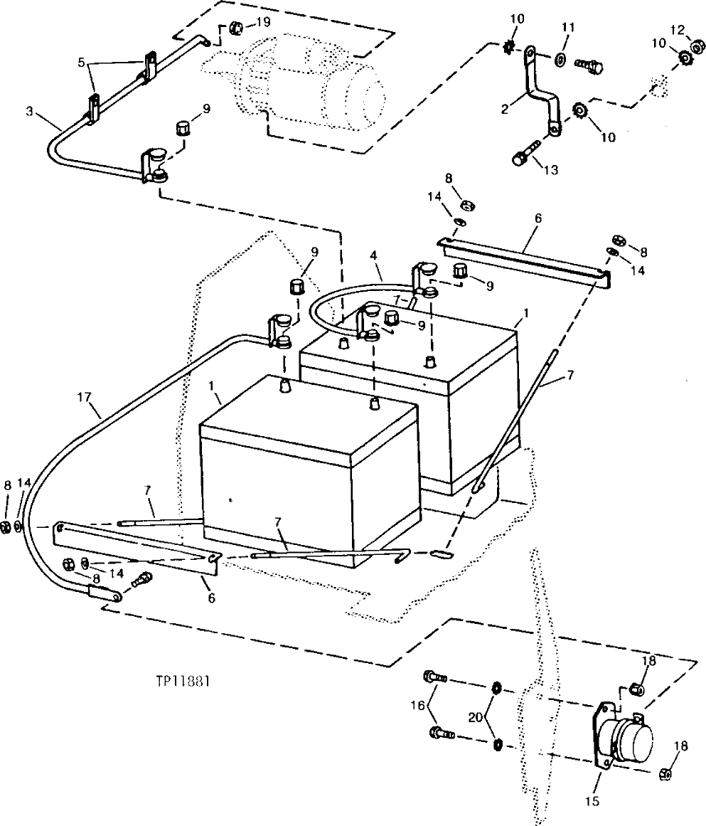 Схема запчастей John Deere 90C - 2 - BATTERIES AND BATTERY CABLES 1671 - ELECTRICAL SYSTEMS 16