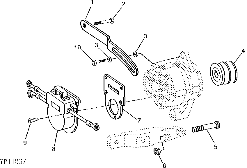 Схема запчастей John Deere 90C - 2 - ALTERNATOR MOUNTING, PULLEY AND VOLTAGE REGULATOR 1672 - ELECTRICAL SYSTEMS 16