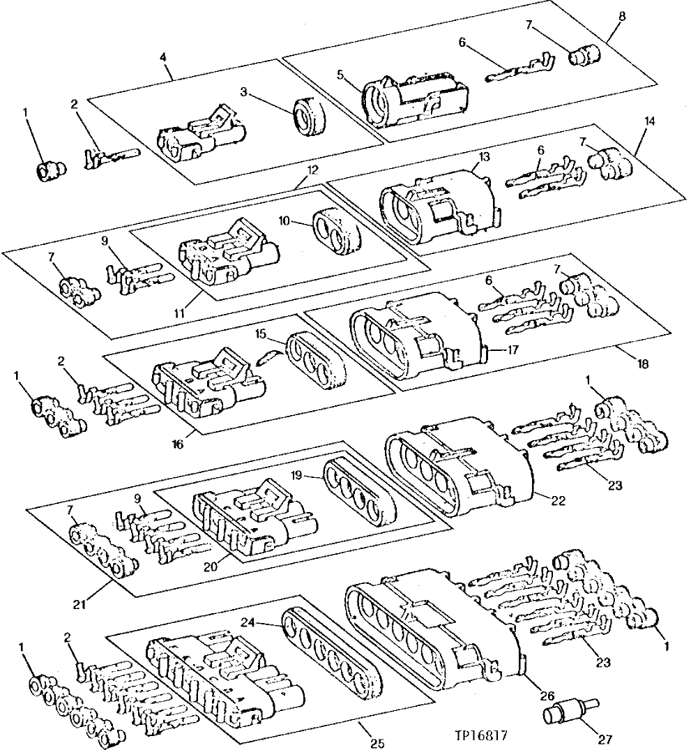 Схема запчастей John Deere 90C - 12 - WEATHERPACK TERMINALS AND CONNECTORS 1674 - ELECTRICAL SYSTEMS 16