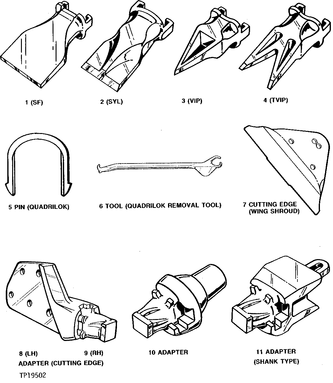Схема запчастей John Deere 90C - 6 - ESCO BUCKET CUTTING EDGES, TEETH AND ADAPTERS 3302 - BACKHOE AND EXCAVATOR 33