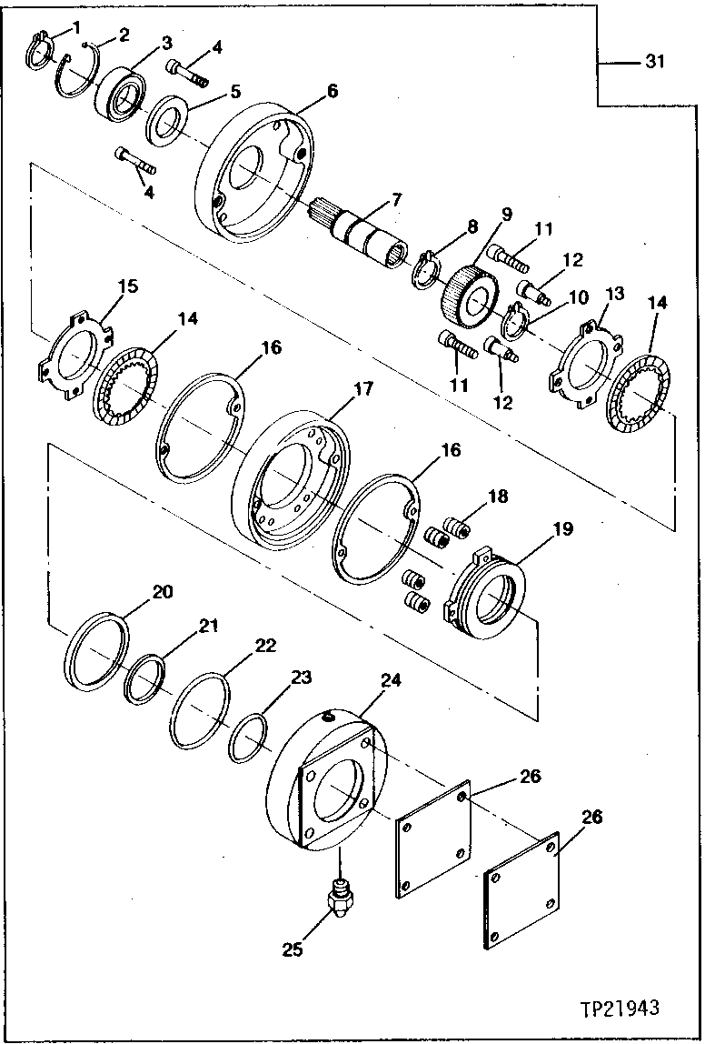 Схема запчастей John Deere 90CR - 8 - PROPEL BRAKE ASSEMBLY 250 - AXLES AND SUSPENSION SYSTEMS 2
