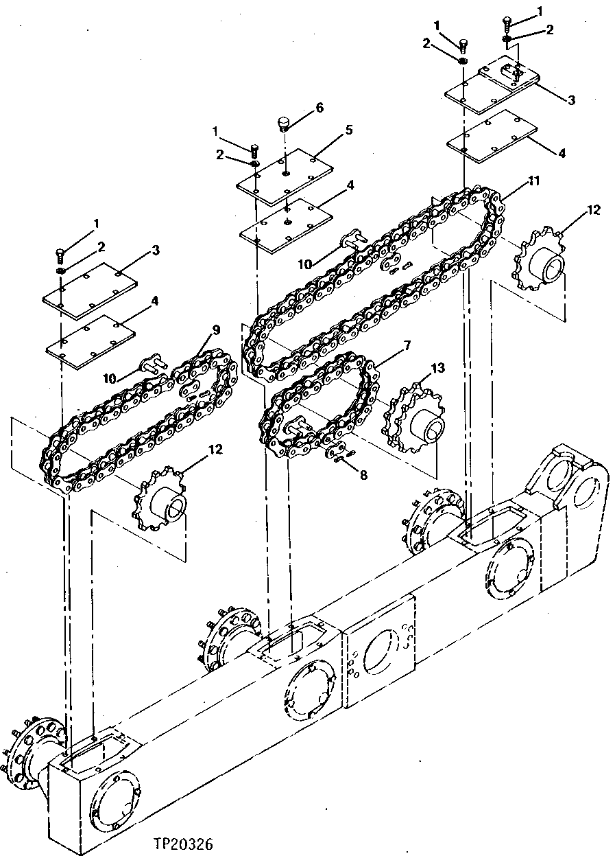 Схема запчастей John Deere 90CR - 12 - DRIVE CHAIN 250 - AXLES AND SUSPENSION SYSTEMS 2