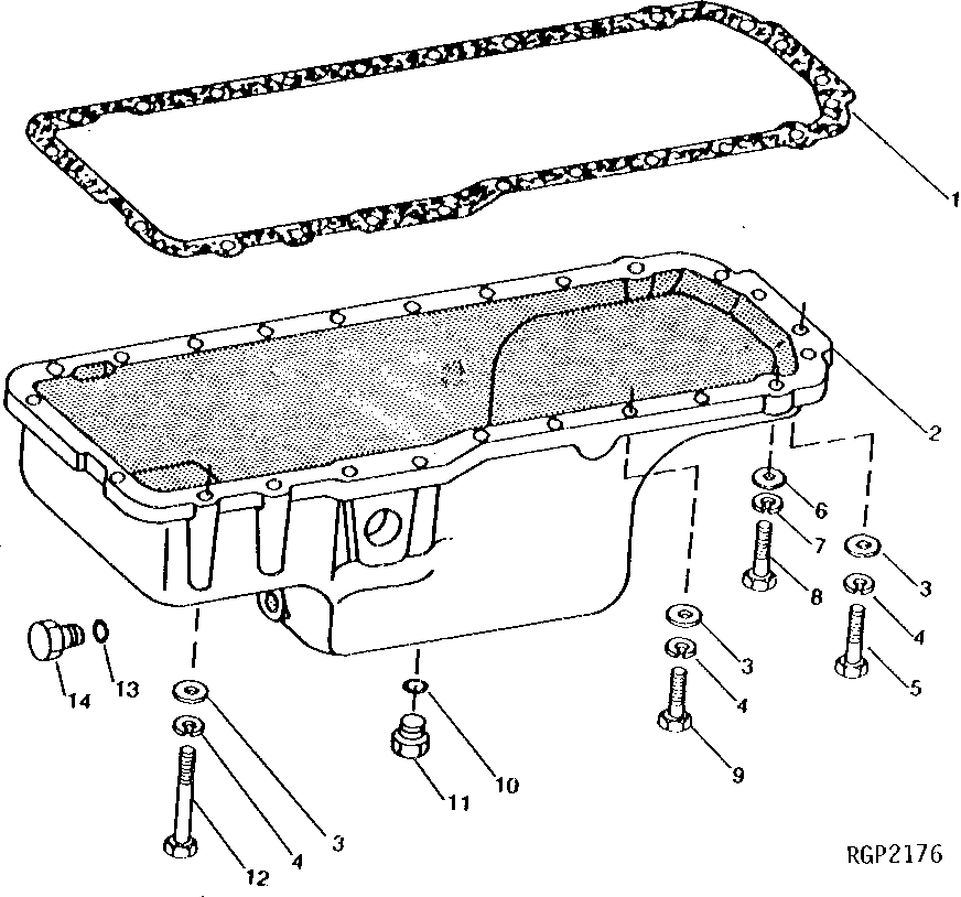 Схема запчастей John Deere 90CR - 2 - OIL PAN 407 - ENGINE 4