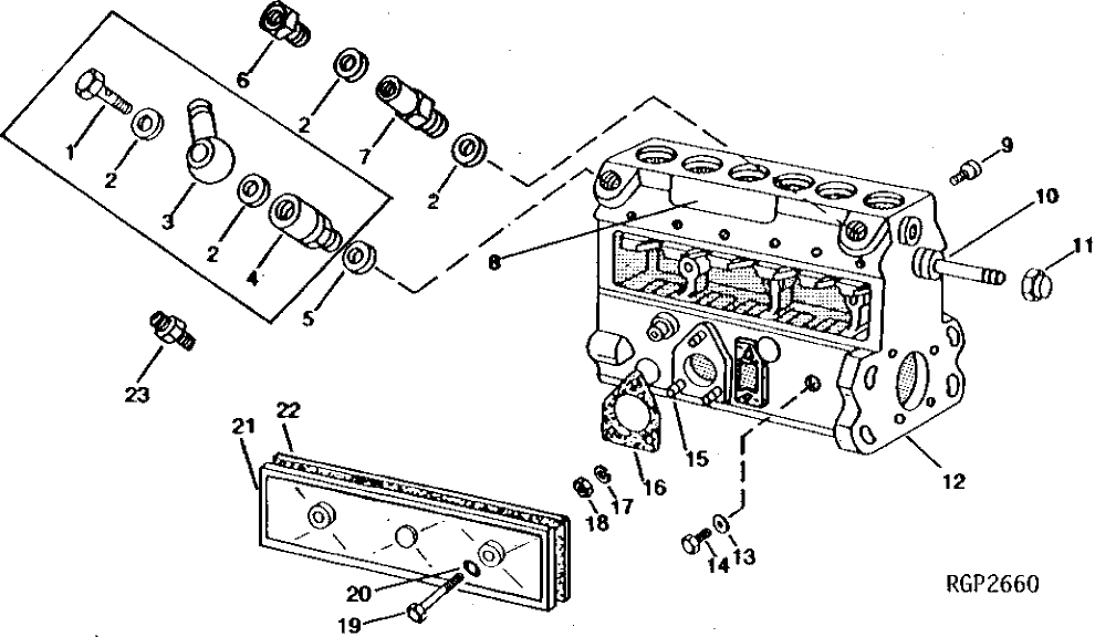 Схема запчастей John Deere 90CR - 6 - FUEL INJECTION PUMP HOUSING 413 - ENGINE 4