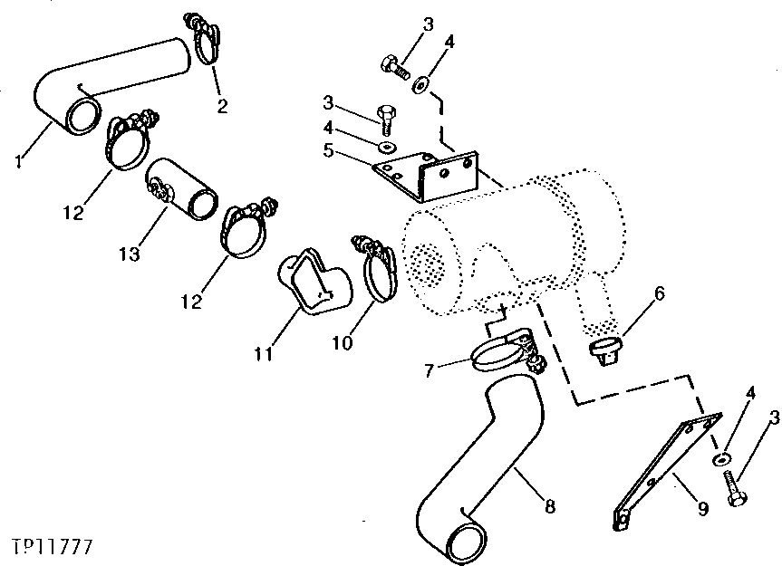 Схема запчастей John Deere 90CR - 2 - AIR CLEANER MOUNTING BRACKETS AND HOSES 520 - ENGINE AUXILIARY SYSTEMS 5