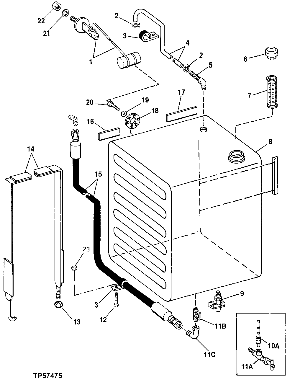 Схема запчастей John Deere 90CR - 2 - FUEL TANK AND FUEL HOSES 560 - ENGINE AUXILIARY SYSTEMS 5
