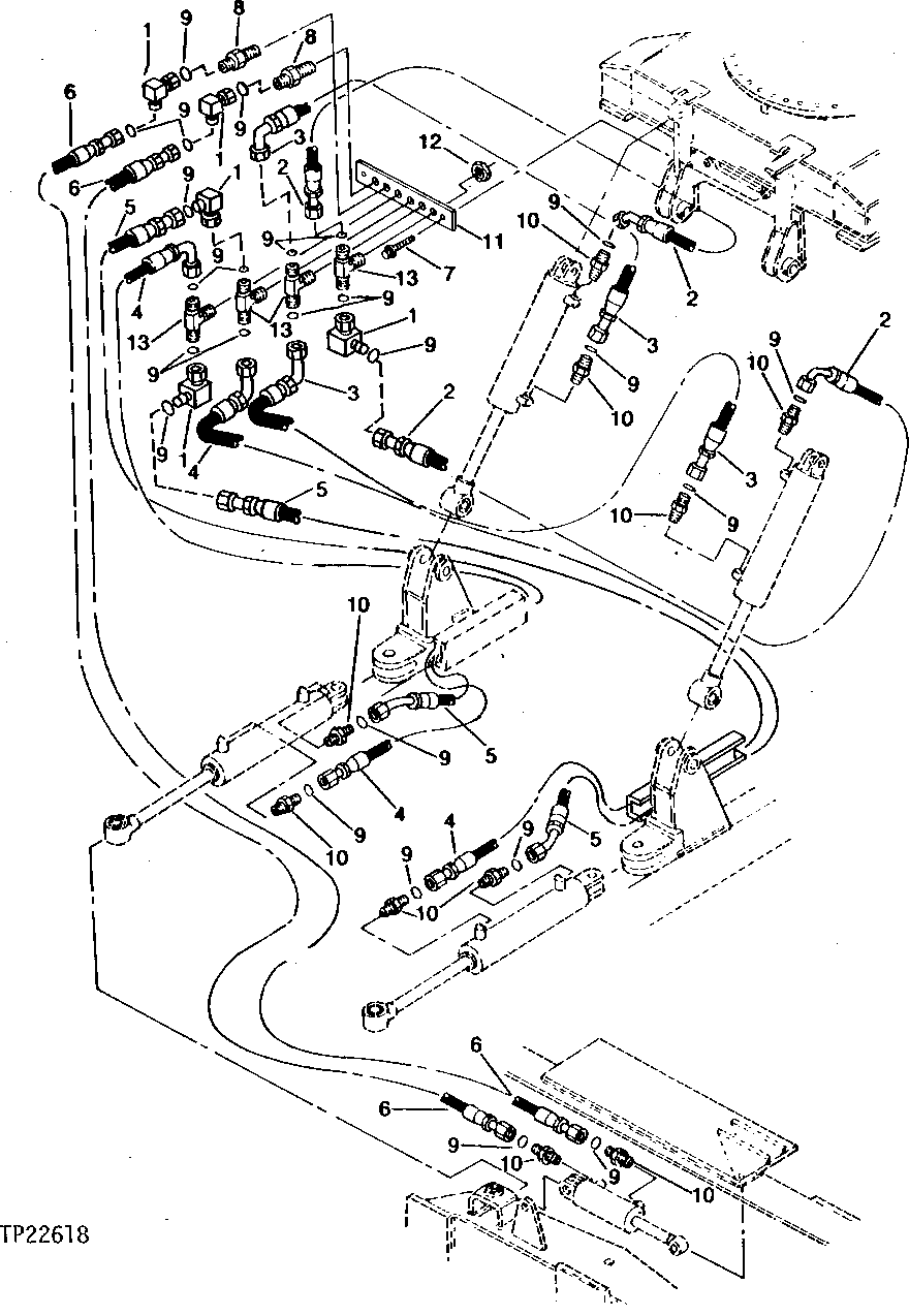 Схема запчастей John Deere 90CR - 6 - LOWER DOZER HYDRAULICS (B) 3260 - DOZERS 32