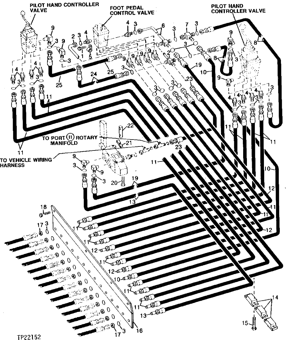 Схема запчастей John Deere 90CR - 44 - PILOT CONTROL HAND CONTROLLER TO FOOT PEDAL CONTROLLER 3360 - BACKHOE AND EXCAVATOR 33
