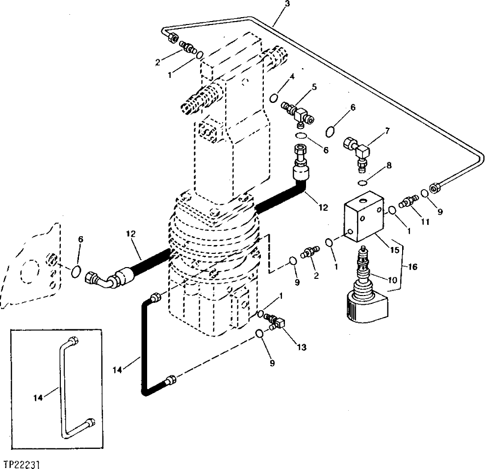 Схема запчастей John Deere 90CR - 6 - SWING MOTOR LINES AND RETURN HOSE 4360 - SWING, ROTATION OR PIVOTING SYSTEM 43