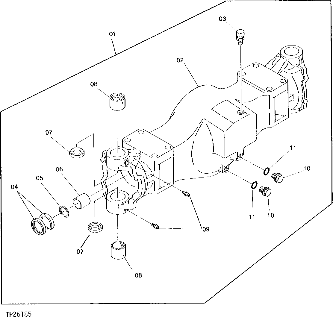 Схема запчастей John Deere 95 - 2 - FRONT HOUSING 201 - AXLES AND SUSPENSION SYSTEMS 2
