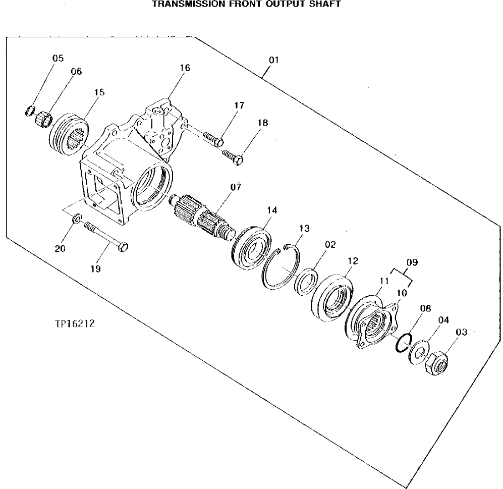 Схема запчастей John Deere 95 - 10 - TRANSMISSION FRONT OUTPUT SHAFT 350 - TRANSMISSION 3