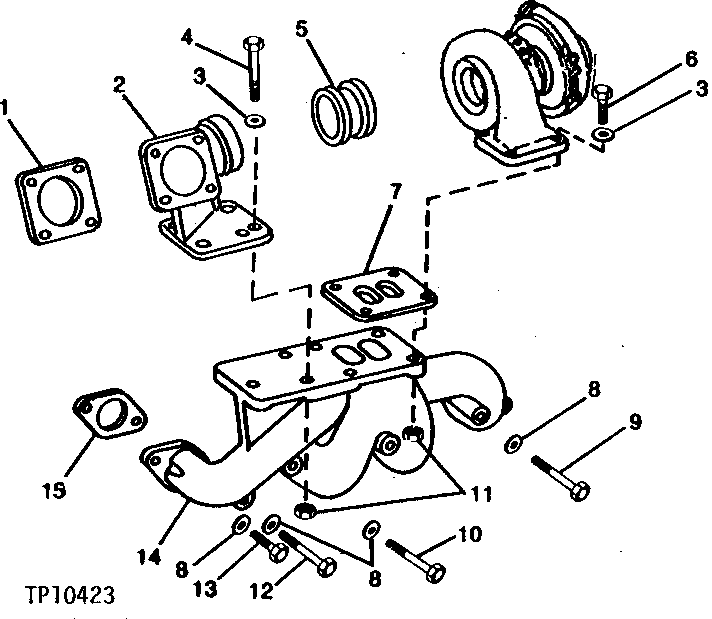 Схема запчастей John Deere 95 - 2 - EXHAUST MANIFOLD AND ELBOW 410 - ENGINE 4