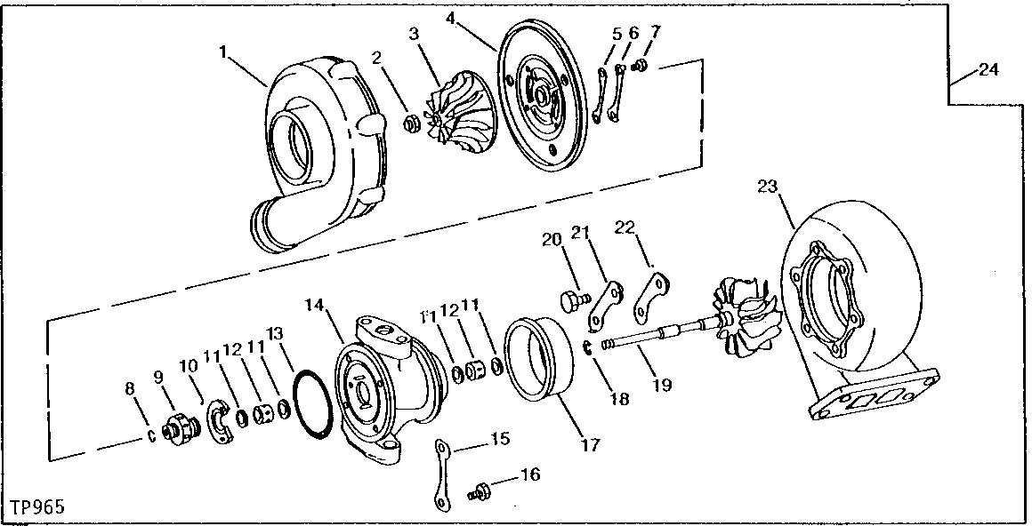 Схема запчастей John Deere 95 - 2 - TURBOCHARGER 416 - ENGINE 4