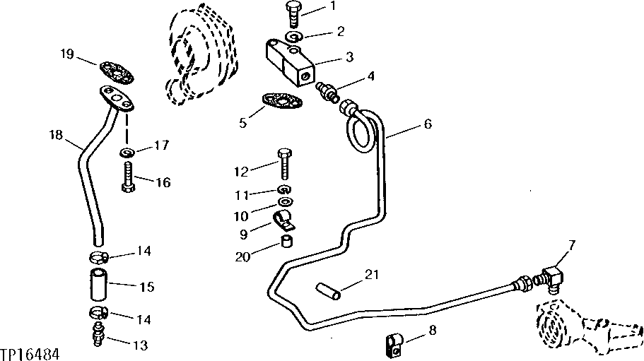 Схема запчастей John Deere 95 - 4 - TURBOCHARGER OIL LINES 416 - ENGINE 4