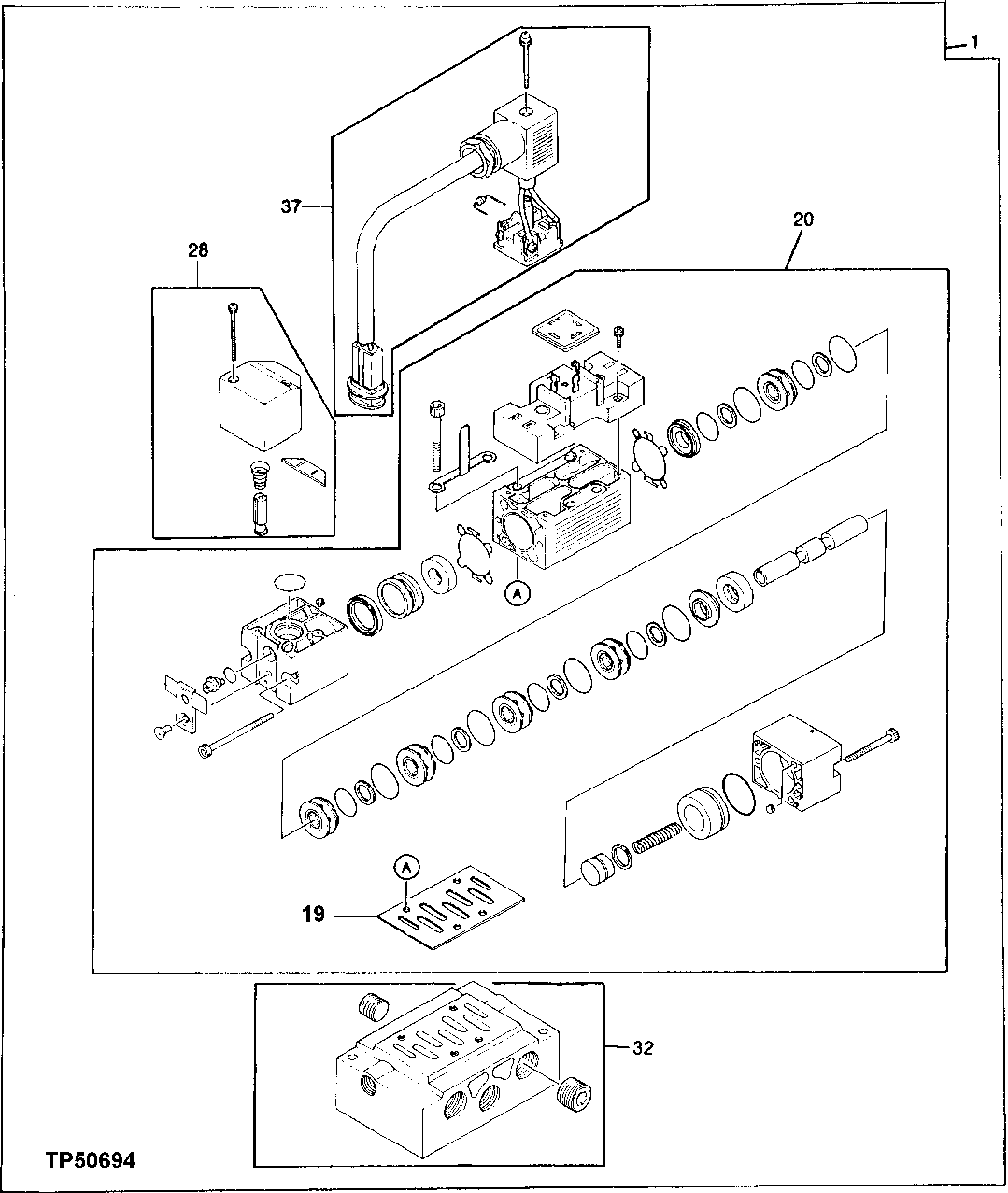 Схема запчастей John Deere 95 - 14 - SERVICE BRAKE SOLENOID VALVE 1060 - SERVICE BRAKES 10