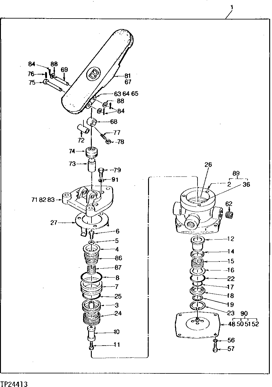 Схема запчастей John Deere 95 - 18 - BRAKE VALVE 1060 - SERVICE BRAKES 10