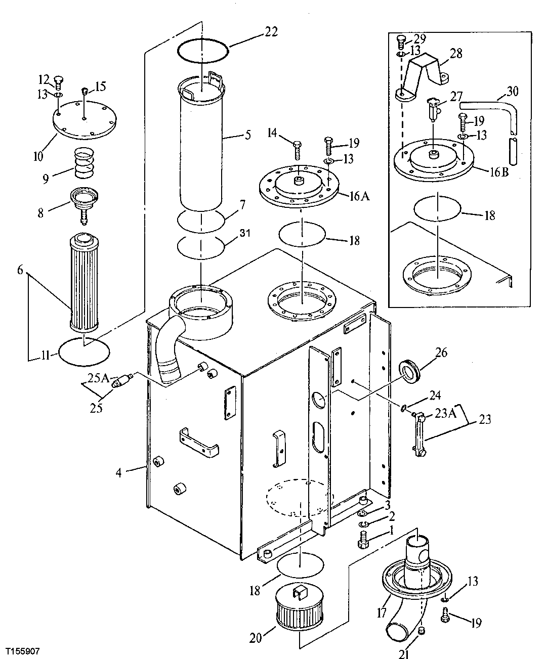 Схема запчастей John Deere 95 - 12 - HYDRAULIC OIL RESERVOIR 2160 - VEHICLE MAIN HYDRAULIC SYSTEM 21