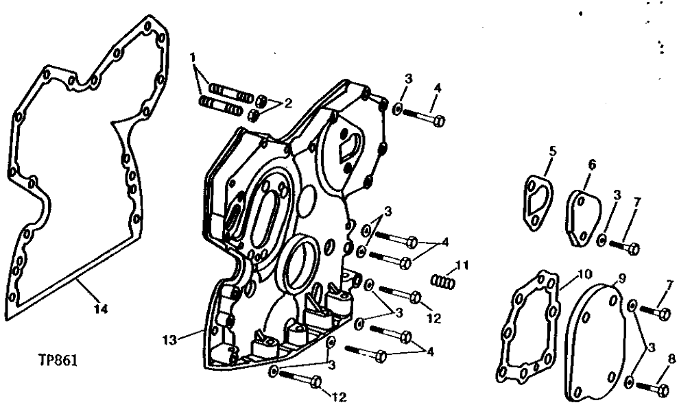 Схема запчастей John Deere 0 - 5 - TIMING GEAR COVER 402 - ENGINE 4