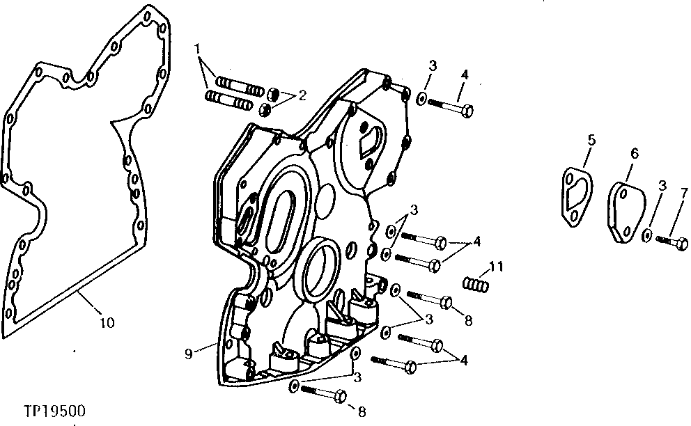 Схема запчастей John Deere 0 - 6 - REPLACEMENT TIMING GEAR COVER 402 - ENGINE 4