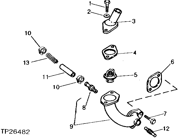 Схема запчастей John Deere 0 - 1 - ENGINE THERMOSTAT AND HOUSING 418 - ENGINE 4