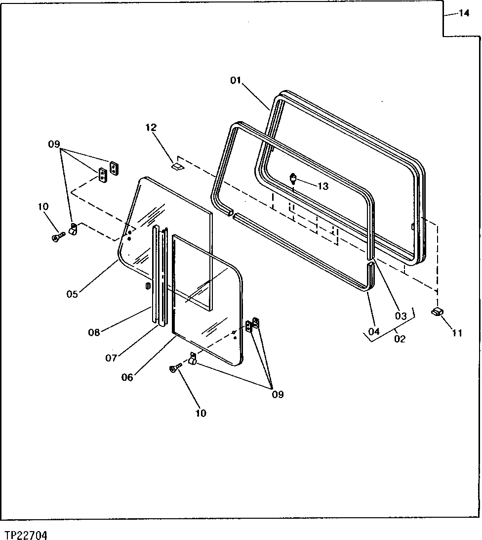 Схема запчастей John Deere 0 - 18 - REPLACEMENT CAB WINDOW 1810 - OPERATORS STATION 18