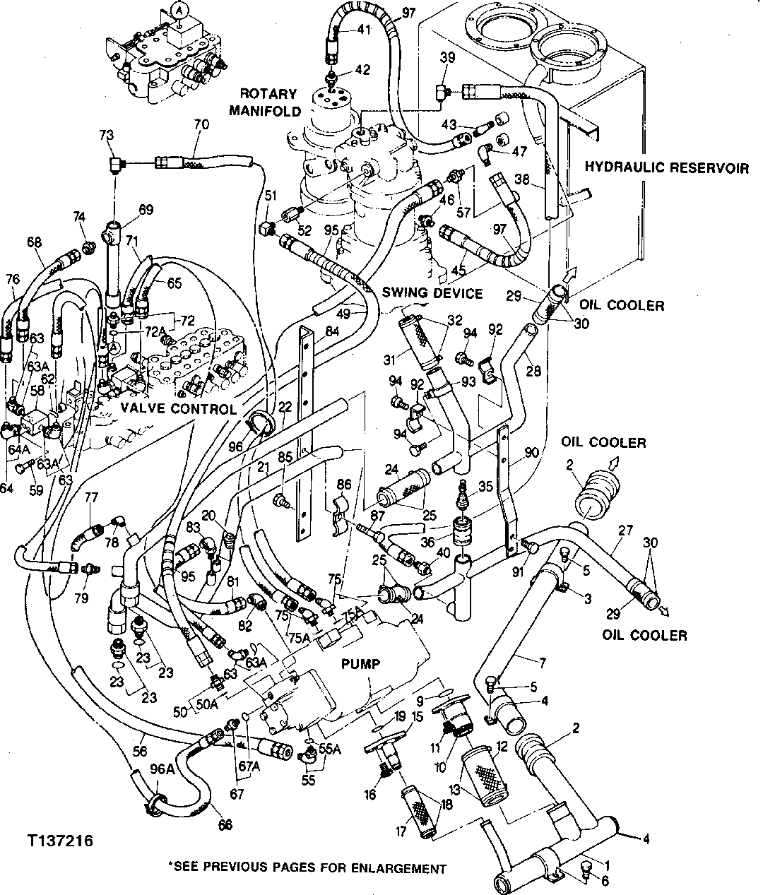 Схема запчастей John Deere 0 - 44 - OIL COOLER LINES AND HOSES 2160 - MAIN HYDRAULIC SYSTEM 21