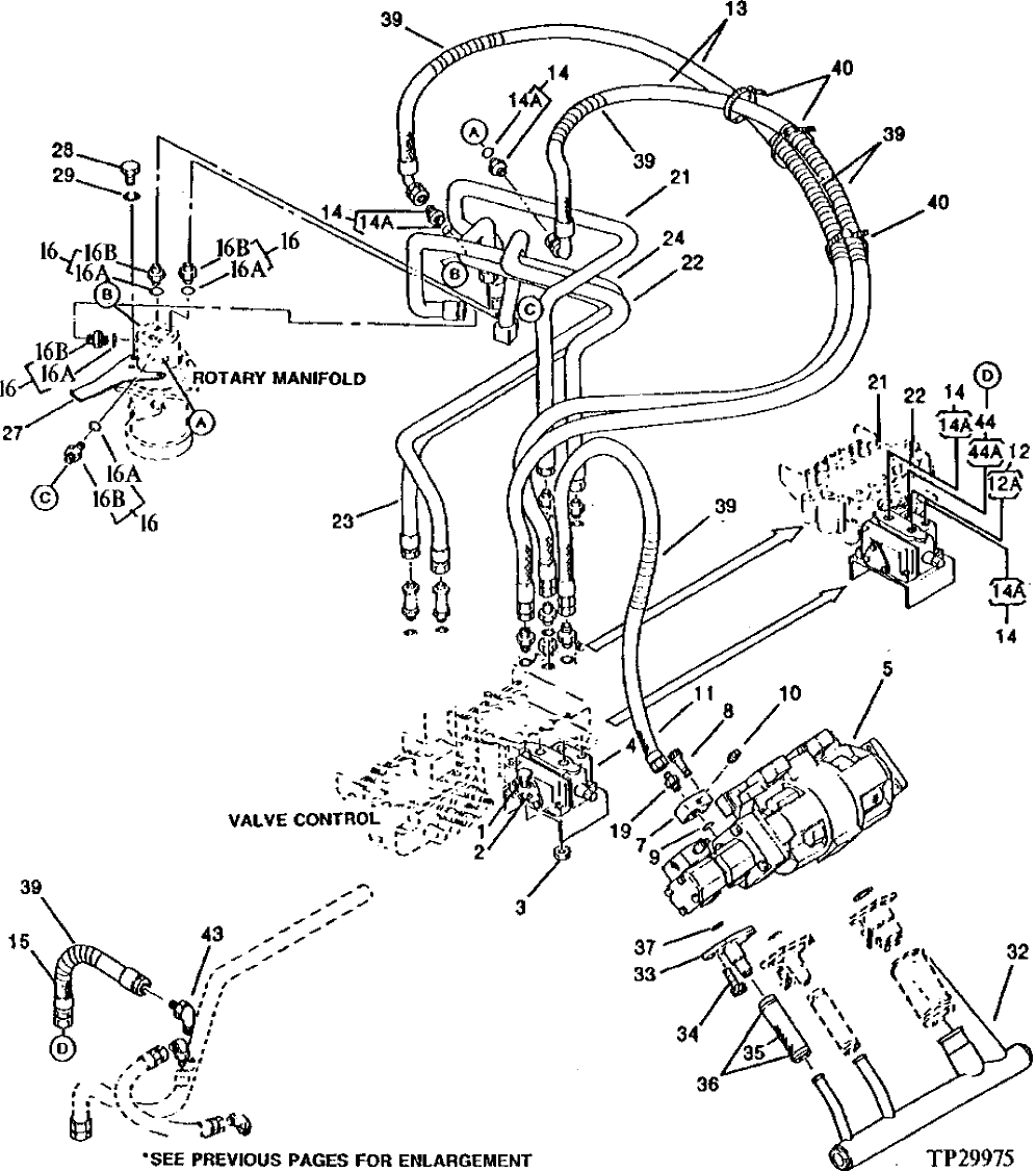 Схема запчастей John Deere 0 - 6 - MAIN HYDRAULIC LINES AND HOSES 3460 - GRADING DEVICE 34