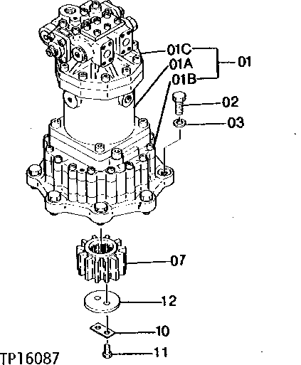 Схема запчастей John Deere 0 - 1 - SWING MOTOR 4360 - SWING, ROTATION OR PIVOTING SYSTEM 43
