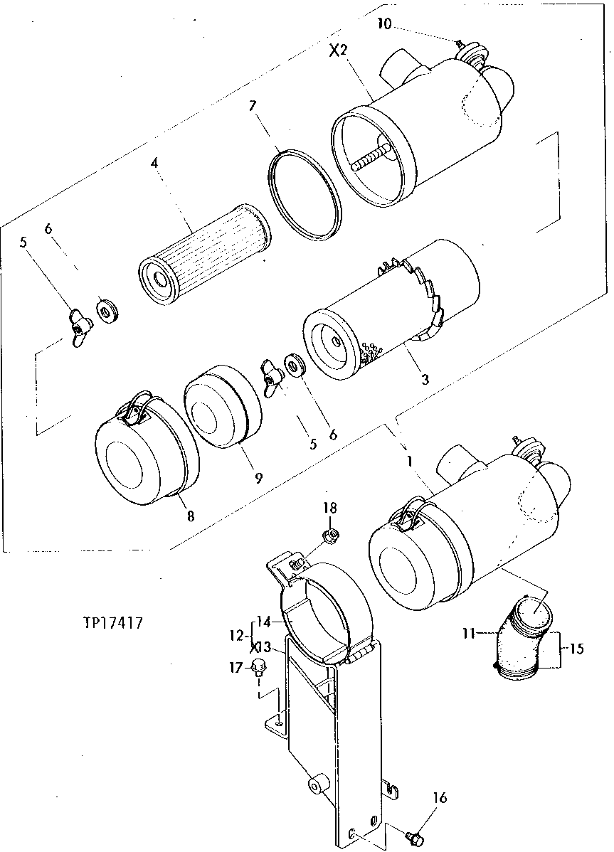 Схема запчастей John Deere 5 - 4 - AIR CLEANER 520 - ENGINE AUXILIARY SYSTEM 5