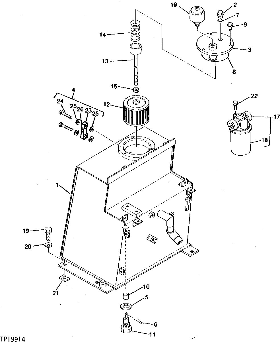 Схема запчастей John Deere 5 - 6 - HYDRAULIC OIL RESERVOIR 2160 - MAIN HYDRAULIC SYSTEM