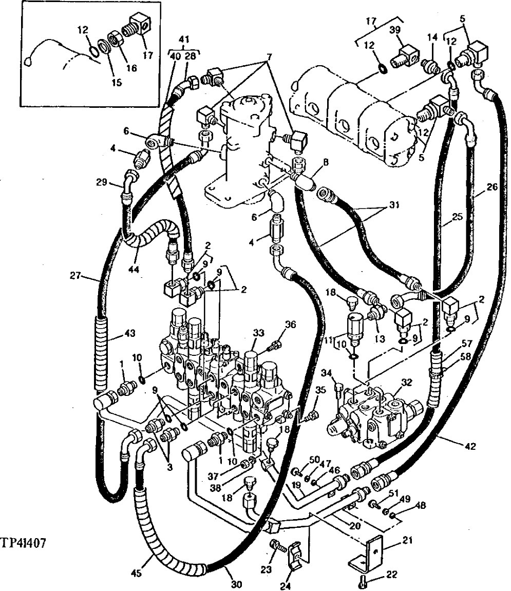 Схема запчастей John Deere 5 - 10 - ROTARY MANIFOLD HYDRAULIC LINES, HOSES AND FITTINGS 2160 - MAIN HYDRAULIC SYSTEM