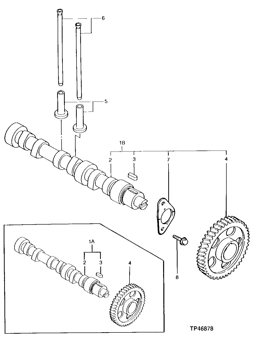 Схема запчастей John Deere 5 - 6 - CAMSHAFT AND GEAR 402 - ENGINE 4