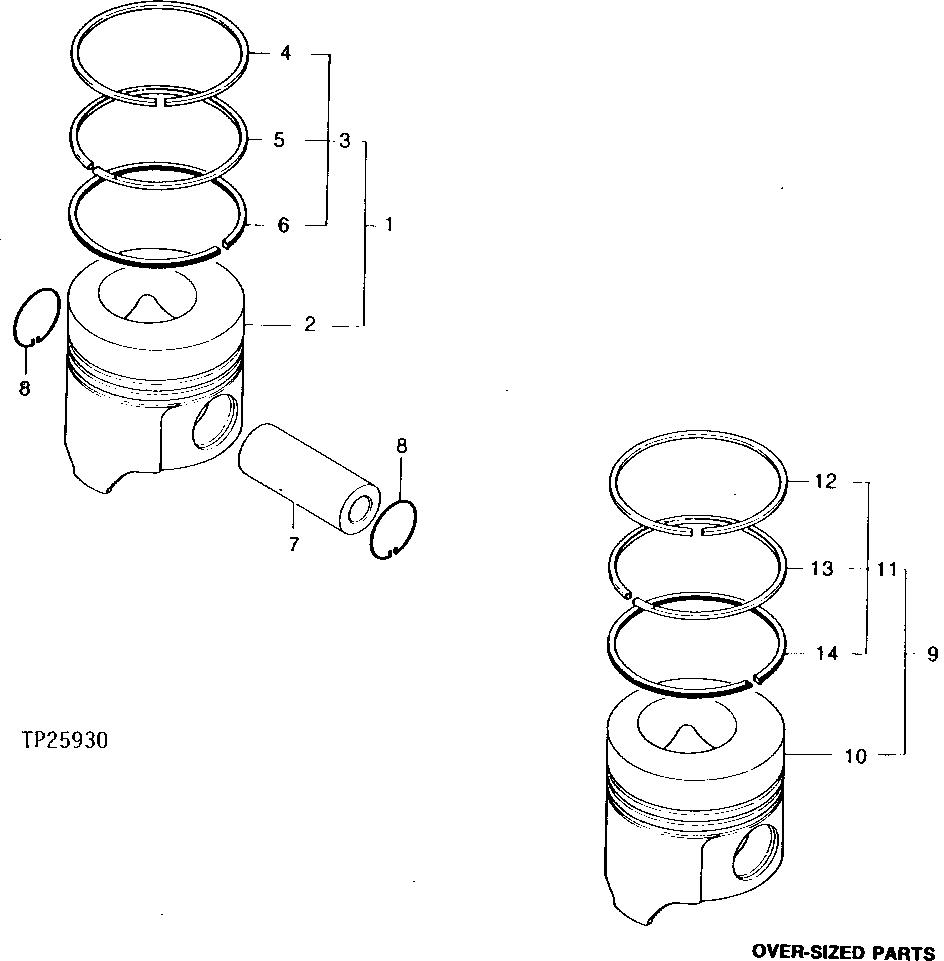 Схема запчастей John Deere 5 - 2 - ENGINE PISTON 403 - ENGINE 4
